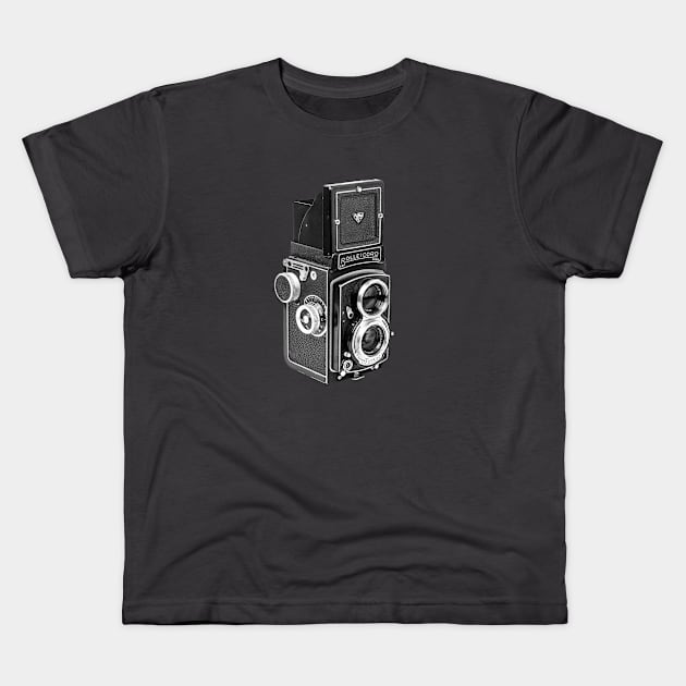 Vintage 1950s Twin Lens Camera - Open Hood Kids T-Shirt by DecPhoto